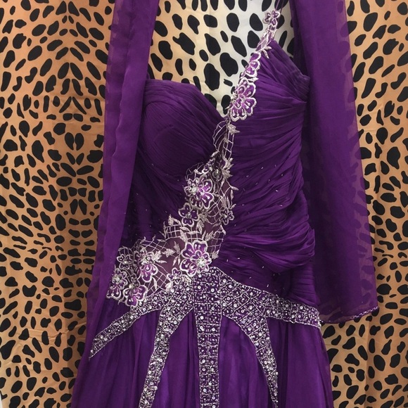 Mayqueen Purple Long Tulle Prom Gown - Picture 2 of 8